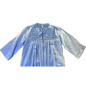 Miss Elaine Women’s Blue Long Sleeve Nightgown Robe Size S Floral